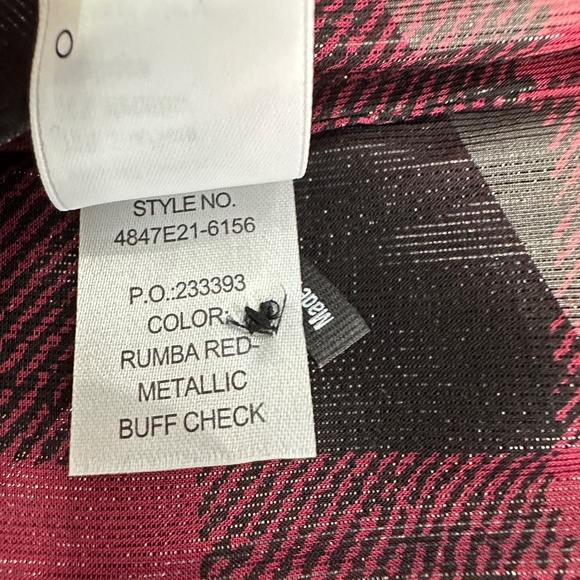 NWT Paige Black & Rumba Red Metallic Buff Check Shirt Size XL - Picture 6 of 8